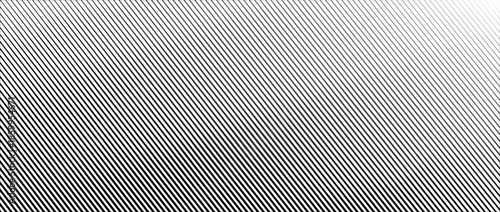 Slant line halftone gradation texture. Fading diagonal stripe gradient background. Black oblique pattern backdrop. Vanishing thin parallel line wallpaper for overlay, print, cover.Eps10