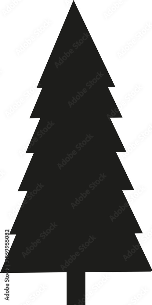 Obraz premium A simple dark silhouette of a classic evergreen coniferous tree design