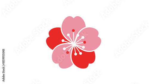 Chinese Plum Blossom Flower Flat Vector Icon