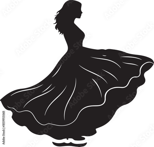 Dress flow silhouette.