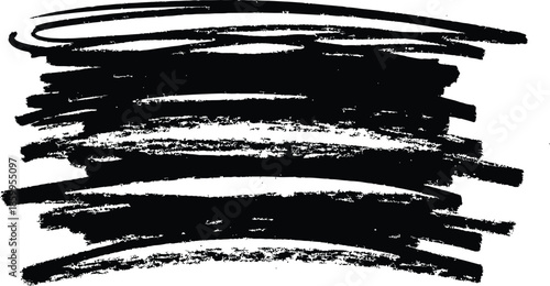 Black grunge scribble background rough horizontal marker stroke texture vector