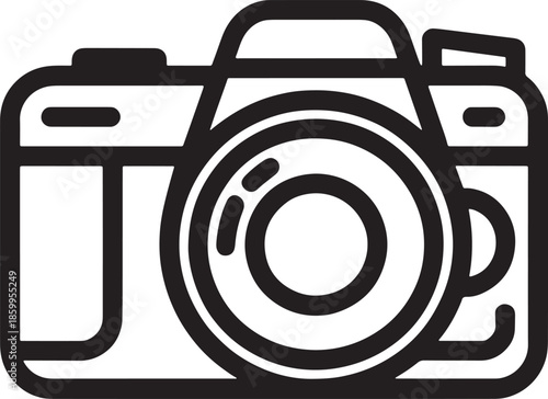 Simple line icon of professional camera for photography studio or digital imaging service