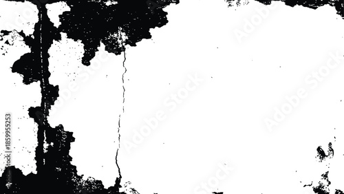 Rough Edge Peeling Paint Grunge Texture Black and White Overlay Mask Vector