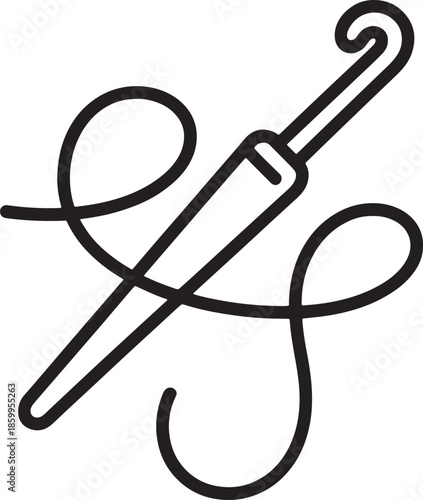 Simple needle and thread icon for sewing and craft design vector art