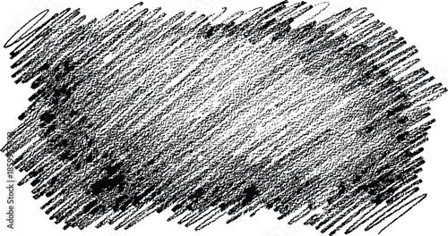 Black and white scribble texture overlay Rough diagonal hatching distress effect background Hand drawn pencil sketch grunge vignette vector