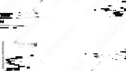 Black and White Glitch Grunge Texture Frame Vector Background Data Error Censored Distress Noise Overlay