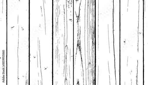 Black and White Vector Wood Texture Background Grunge Distressed Wooden Planks Overlay