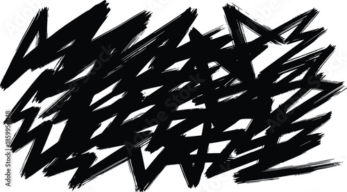 Black Scribble Brush Strokes Abstract Pattern Vector Grunge Texture