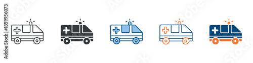 Ambulance Icon Set Multiple Style Collection 