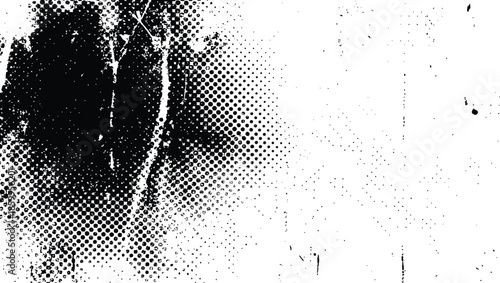 Distressed Halftone Texture Overlay Grunge Background Vector Black and White