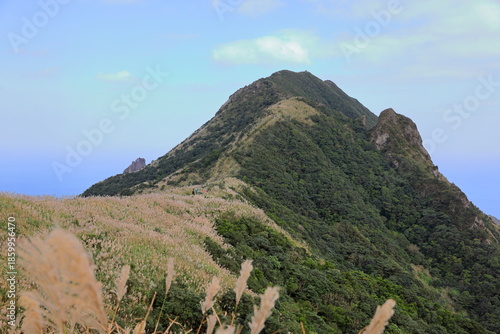 Mountain views of Jinguashi and Jiufen area a popular tourist destination in Taipei Taiwan
