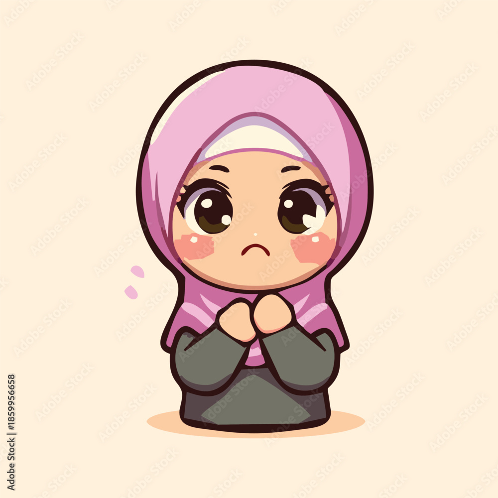 Fototapeta premium vector illustration of Chibi hijab girl