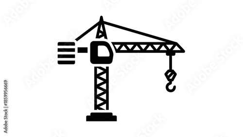 Crane Machine Heavy Industry Equipment Icon.