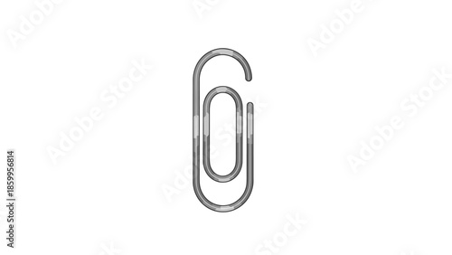 Silver Paperclip on White Background Closeup.