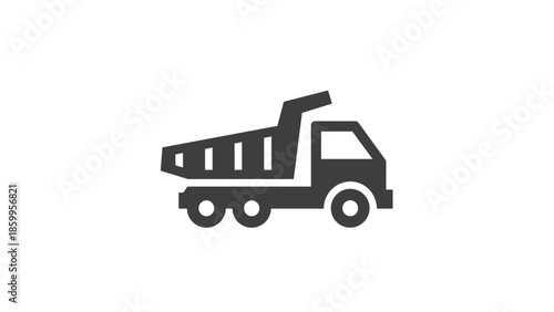 Simple black silhouette of a garbage truck.