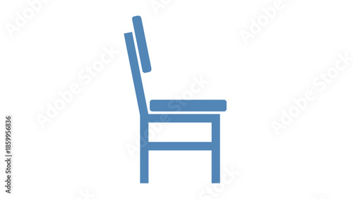 Simple Blue Chair Illustration Side View.