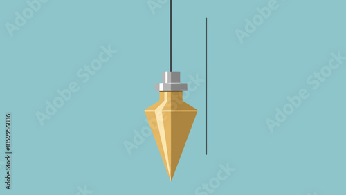 Yellow Plumb Bob Hanging from Cord.