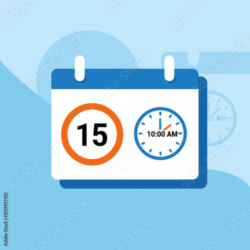 Calendar with Time 15th 1000 AM Appointment Scheduling.