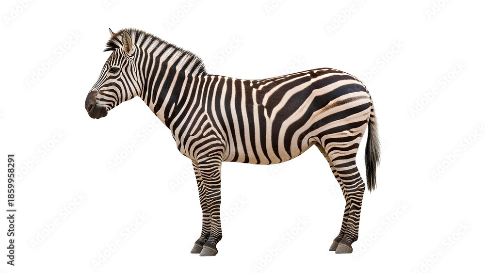 Fototapeta premium Zebra Standing Isolated Black and White