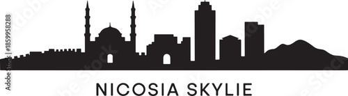 Nicosia vector skyline silhouette modern design with famous buildings and landmarks on transparent background