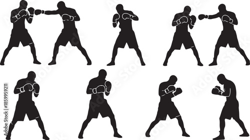 Icon Set Boxer Silhouettes in Action