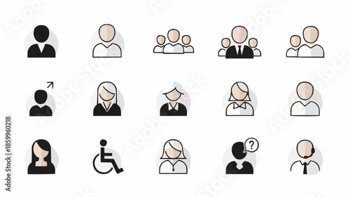 Collection of diverse user profile icons representing different people and groups.