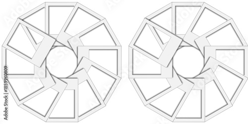 Set of Circular Instant Film Frame Templates for Photographic Display and Branding