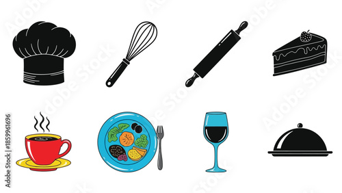 Culinary tools and dishes a collection of baking and dining icons