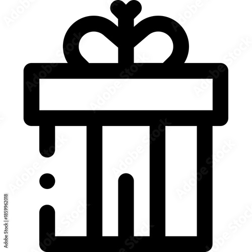 Black Gift Box Icon With Ribbon Silhouette For Celebration, Gift, And Present