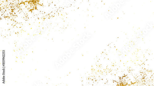 Abstract luxury gold splatter texture on transparent background with metallic dust, glitter, and foil particles. Elegant grunge overlay for posters, invitations, festive and luxury graphic design.