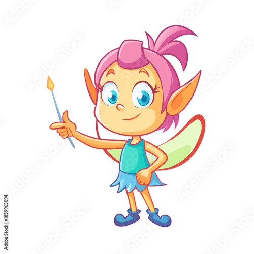 2d Cartoon Fairy Character Ready For Animate CC and Illustrator. Ringing and Pointing.