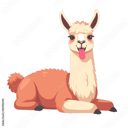 Pixelated Llama with Orange Fur Lying Down on White Background