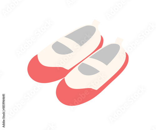 赤い上靴のシンプルなフラットイラスト