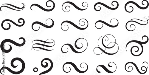 Decorative swirls vintage style text separators flourish elements and curly lines