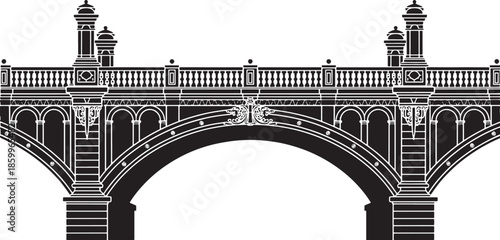 Detailed vector graphic of puente de piedra stone bridge of zaragoza spain landmark