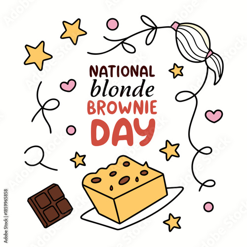 NATIONAL BLONDE BROWNIE DAY vector illustration isolated on white background