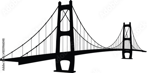 Silhouette illustration of golden gate bridge famous tourist attraction san francisco