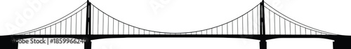 Vector design illustration of suspension bridge silhouette isolated on transparent background