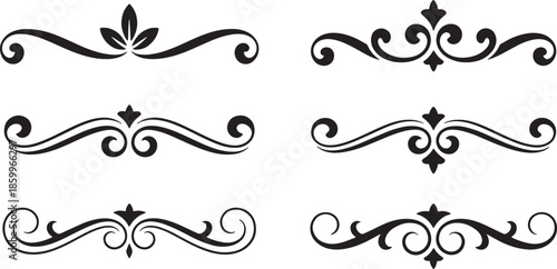 Vintage flourish swirls ornate design elements for frame border vector