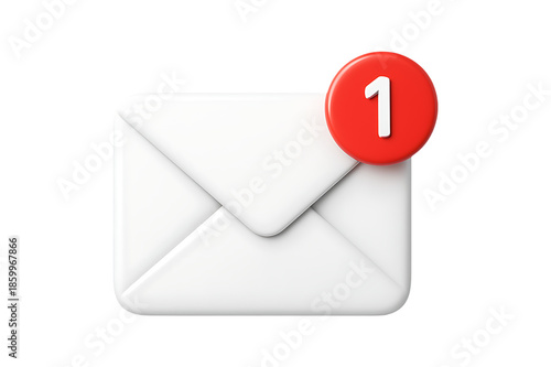 New Message Notification Envelope Isolated on Transparent Background