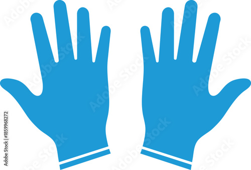 Pair of bright blue medical gloves with white cuffs blue gloves protection