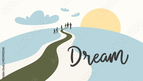 Illustrative Journey Dream Pathway Inspirational Artwork