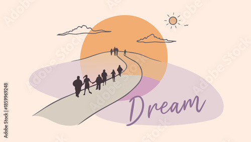 Illustrative Dream Journey Artwork Minimalist Style Happy Mood