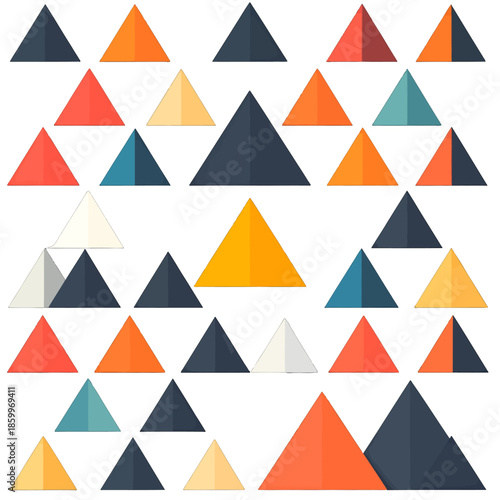 Geometric Triangle Pattern Wallpaper Featuring a Variety of Warm Colors Such as Orange and Red in Simple and Clean Layout