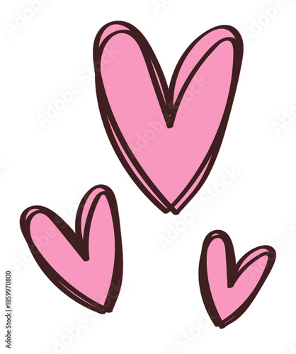 Cutout Doodle Sticker Pink Hand Drawn Icon Cartoon Symbols Emotion Creative Isolated Ornament Decorative Element 