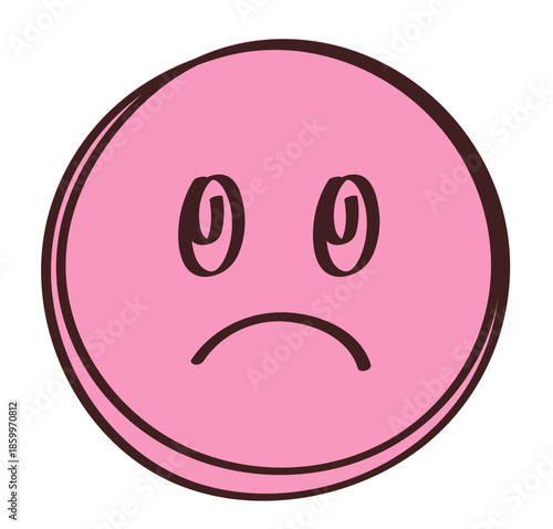 Cutout Doodle Sticker Pink Hand Drawn Icon Cartoon Symbols Emotion Creative Isolated Ornament Decorative Element 