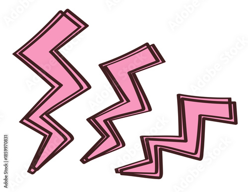 Cutout Doodle Sticker Pink Hand Drawn Icon Cartoon Symbols Emotion Creative Isolated Ornament Decorative Element 