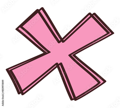 Cutout Doodle Sticker Pink Hand Drawn Icon Cartoon Symbols Emotion Creative Isolated Ornament Decorative Element 