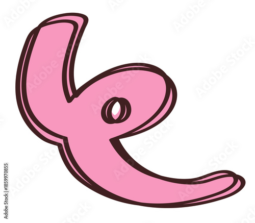 Cutout Doodle Sticker Pink Hand Drawn Icon Cartoon Symbols Emotion Creative Isolated Ornament Decorative Element 