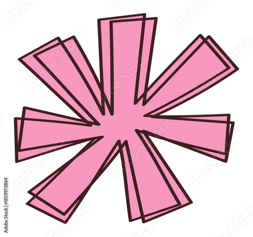 Cutout Doodle Sticker Pink Hand Drawn Icon Cartoon Symbols Emotion Creative Isolated Ornament Decorative Element 